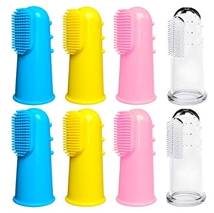 8 Pack Dog Finger Toothbrush, Dental Hygiene Finger Brushes for Small to Large Dogs, Cats and Most Pets
