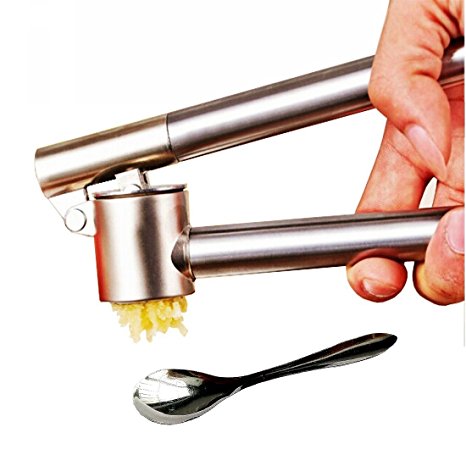 W·Z Stainless Steel Garlic Crusher Tools Mincer Press Free Gifts Peeler and Spoon