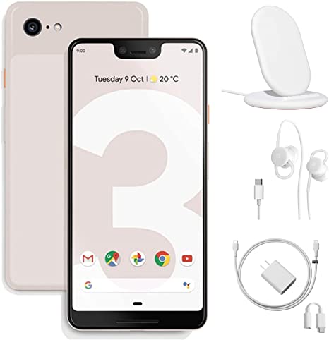 Google - Pixel 3 64GB Memory Cell Phone (Unlocked), Not Pink, w/Charging Stand, Wired Earbuds and Google Charger - Bundle Set