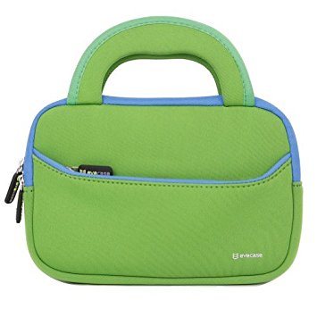 7 - 8 inch Tablet Sleeve, Evecase® 7 ~ 8 inch Tablet Ultra-Portable Neoprene Zipper Carrying Sleeve Case Bag with Accessory Pocket - Green/Blue
