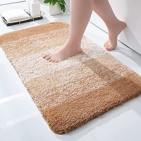 OLANLY Luxury Bathroom Rug Mat, Extra Soft and Absorbent Microfiber Bath Rugs, Non-Slip Plush Shaggy Bath Carpet, Machine Wash Dry, Bath Mats for Bathroom Floor, Tub and Shower, 16x24, Beige