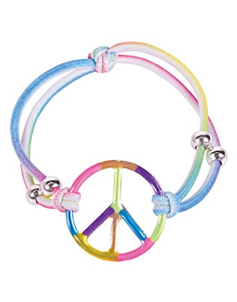 Girls Elastic Rainbow Peace Bracelets Girls Party Favors: Set of 12