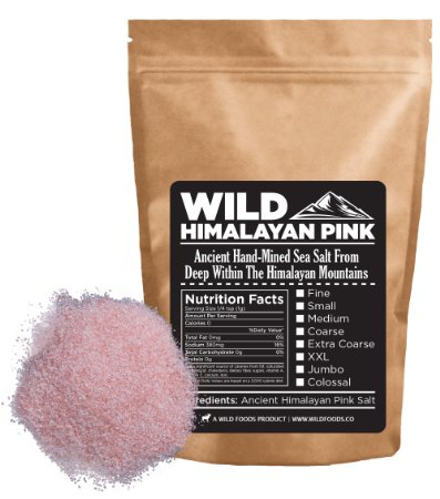 Wild Himalayan Pink Salt - 100% Natural And Healthy Gourmet Unrefined Pink Salt From Deep Under The Himalayan Mountains (16 ounce) (Fine - Cooking Size)