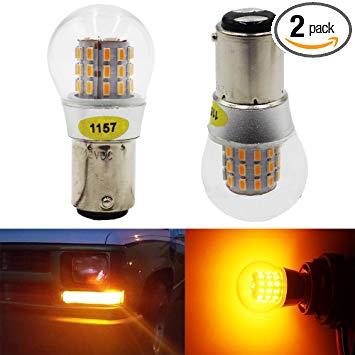 AMAZENAR 2-Pack 1157 BAY15D 1016 1034 7528 2057 2357 Extremely Bright Amber/Yellow LED Light 12V-DC, AK-3014 39 SMD Replacement Bulbs For Turn Signal Lights Tail BackUp Bulbs
