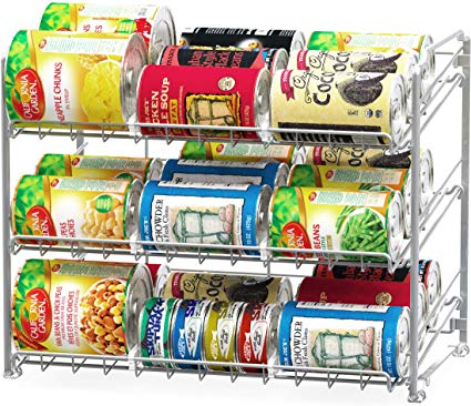 SimpleHouseware Stackable Can Rack Organizer, Silver