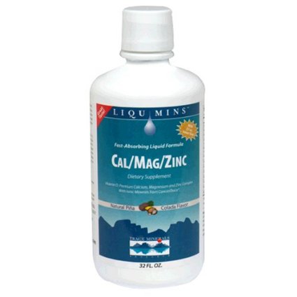 Liqumins CalMagZinc Liquid Supplement Natural Pina Colada Flavor 32-Ounce Bottle