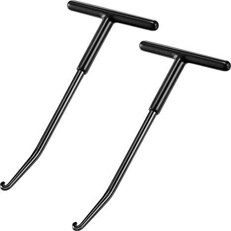 2 Pieces Exhaust Spring Puller Tool Motorcycle Exhaust Spring Hooks, T Handle Exhaust Spring Hooks Snowmobile Spring Puller Removal Tool Pipe Spring Puller for Motorcycle Dirt Bike (Black)