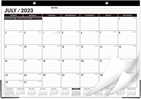 Desk Calendar 2023-2024 - 18 Months Large Desk Calendar from July 2023 - December 2024, 16.8" x 12" Desk/Wall Calendar 2-in-1, 2023-2024 Desk Calendar with Quote & Notes, Corner Protector, Desk Pad, Large Ruled Blocks - Classic Black