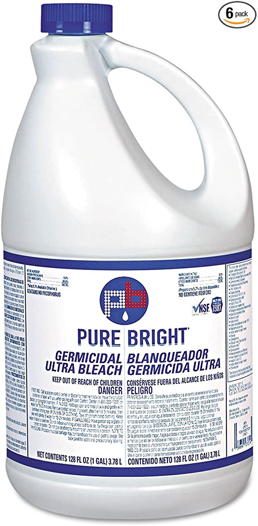 Pure Bright BLEACH6 Liquid Bleach, 1 Gallon Bottle (Case of 6)