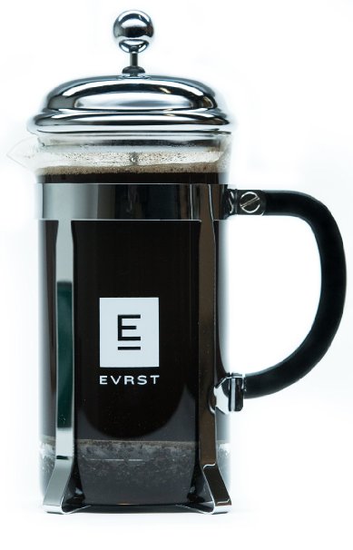 EVRST Mojava Coffee & Loose Leaf Tea Press with Highest Quality Heat Resistant German Engineered Glass, Premium Chrome Cold Brew Best French Press and 2 Extra Filters (34oz, 8 cup, 1000ml, 1 liter)