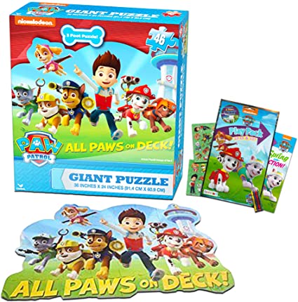 Paw Patrol Giant Floor Puzzle Set For Kids and Toddlers (3 Foot Puzzle, 46 Pieces, Bonus Stickers)