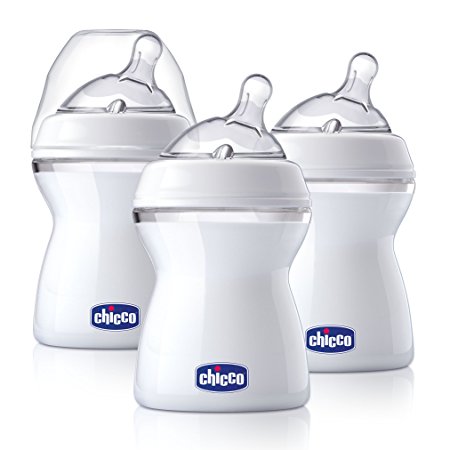 Chicco NaturalFit 3 Pack Baby Bottles Slow Flow with Bonus Straight Nipple, 0 Months  , 8 Ounce