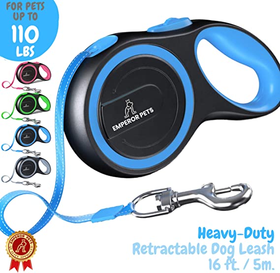 EmperorPets 16ft / 26ft Retractable Dog Leash Large Breed - Heavy Duty Dog Leash Retractable, Top Quality & Durable Dog Leashes Retractable, Tangle Free Anti Slip Handle, One Hand Lock Release