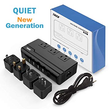 Voltage Converter Travel Adapter, THZY International Step Down 220V to 110V Converter with 4-Port USB Charging, Worldwide Plug Adapter with UK/AU/US/EU/Italy Plug for International Travel