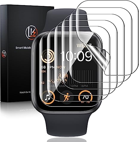 LK 6 Pack Screen Protector Designed for Apple Watch 44mm Series 6/5/4 SE [Flexible TPU Not Glass], Self-Healing, Max Coverage, Advanced TPU Material, Bubble Free for iWatch 44mm