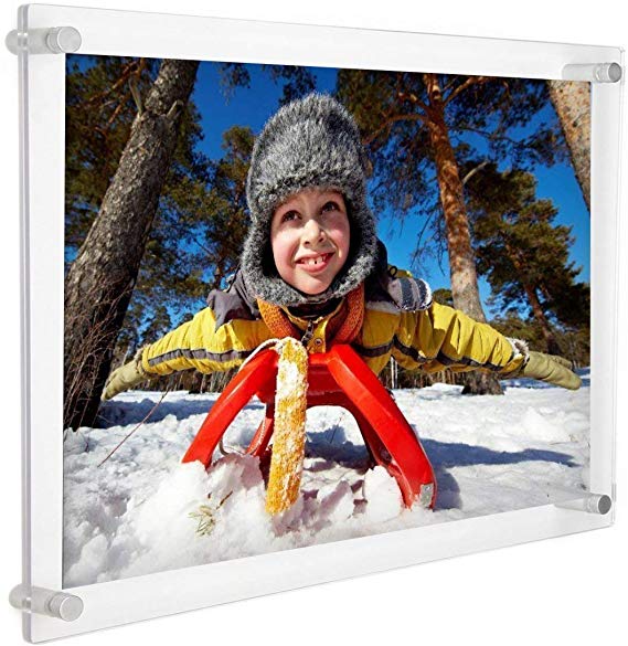 Cq acrylic 8.5x11 Clear Acrylic Wall Mount Floating Picture Frame or A4 Letter Size Photo for Document Certificate Sign Display -Double Sided Display