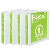 Wilson Jones Round Ring View Binder 1 Inch Basic 362 Series Customizable White 4 Pack W70362-14W