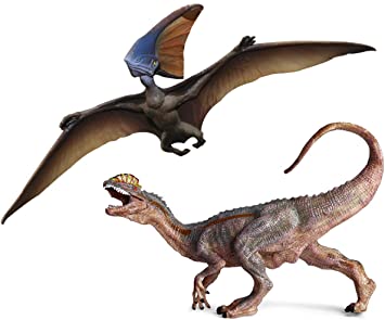 Gemini & Genius Dilophosaurus Dinosaur Pterodactyl Figure Realistic Flying Dinosaur Pteranodon Model Birthday Gifts School Educational and Role Play Toys for Kids (Pteranodon &Dilophosaurus)