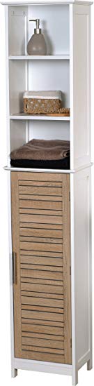 EVIDECO Stockholm Free Standing Bath Wood Linen Tower Cabinet Shelves and Drawers Storage
