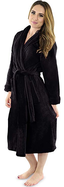 NY Threads Womens Fleece Bathrobe - Shawl Collar Soft Plush Robe Spa Robe