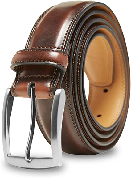 Genuine Leather Dress Belts for Men - Mens Belt for Suits, Jeans, Uniform with Single Prong Buckle - Designed in The USA