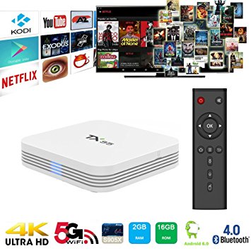 Greatever TX95 TV BOX Amlogic S905X Quad Core KODI 16.1 Android 6.0 Marshmallow 2GB RAM 16GB ROM 3D UHD 4K Bluetooth LAN 2.4G/5.8G Dual WiFi Google Streaming Media Player Top Set Box