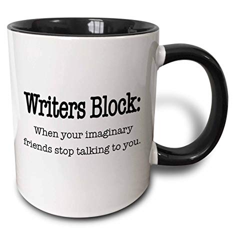 3dRose 157392_4 Writers block when your imaginary friends stop talking to you Mug, 11 oz, Black