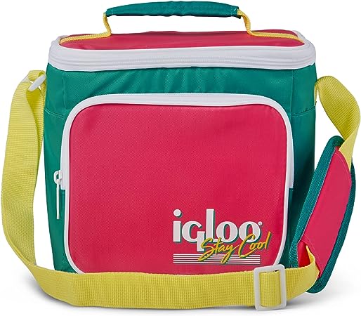 Igloo 90s Retro Collection Square Neon Lunch Box Soft Side Cooler Bag with Strap