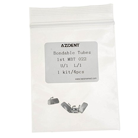 AZDENT® Dental Orthodontic Buccal Tube 1st Molar Bondable Non-convertible MBT 022 Color Silver