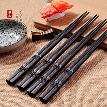 4 Pairs Japanese Chopsticks Set Sushi Chop Sticks,Smooth Surface, Premium Quality, 9.45-inch Long