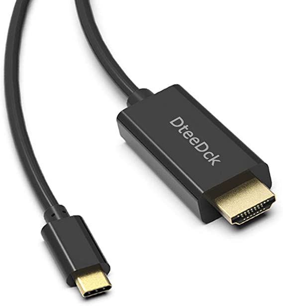 USB C to HDMI Cable 6ft 4K@30Hz, DteeDck USB Type C to HDMI Cable [Thunderbolt 3 Compatible] for MacBook Pro 2019, MacBook Air/iPad Pro 2020, Surface Book 2, Galaxy S20, and More