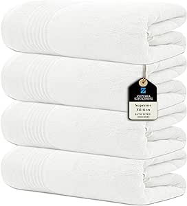 Supreme Edition Bath Towels 700 GSM - 30 x 60 Inches, 100% Cotton Large Bathroom Shower Towels - Highly Absorbent for The Ultimate Experience (4 Pack, White)