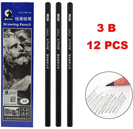 Sketch pencils, art paintings, wooden pencils, professional pencils, 12 pcs (3B)