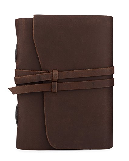 Leather Journal Traveler's Notebook – Handmade Leather Bound 5.5 X 7.5 inch with Refillable Blank Unlined Paper, Best Gift for Travel Diary, Writing Journal & Art Sketchbook Drawings for Men & Women