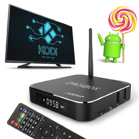 JUSTOP  T9 Android TV Box 51 Lollipop KODI Fully Loaded TV Box Amlogic S905 64-Bit 20GHz x4 Quad Core H265 HEVC 4K Ultra HD HDMI Out WI-FI