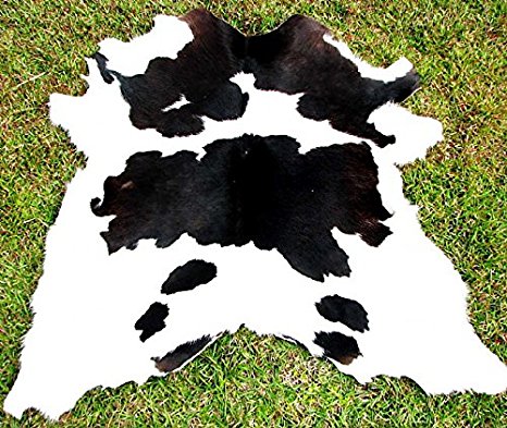 Black and White Calf Hide Cowhide Rug Cow Hide Skin Leather Area Rug