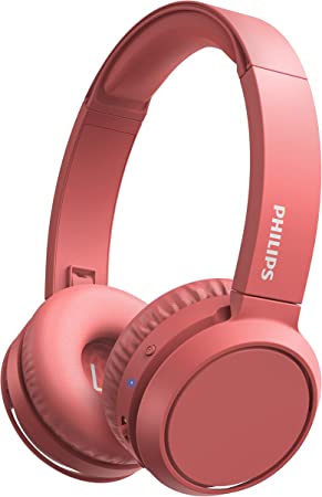 Philips H4205 On-Ear Wireless Headphones with 32mm Drivers & BASS Boost on-Demand, Red