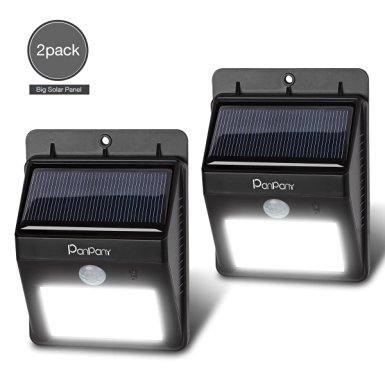 [2- Pack] Solar Motion Sensor Light, Panpany Solar Powered Weatherproof Wireless Security Motion Sensor Light with 2 Intelligient Modes for Outdoor Wall Garden Patio Dector Driveway Stairs , Black