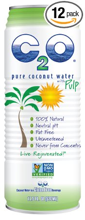 C2O Pure Coconut Water, With Pulp, 17.5 Ounce (Pack of 12)