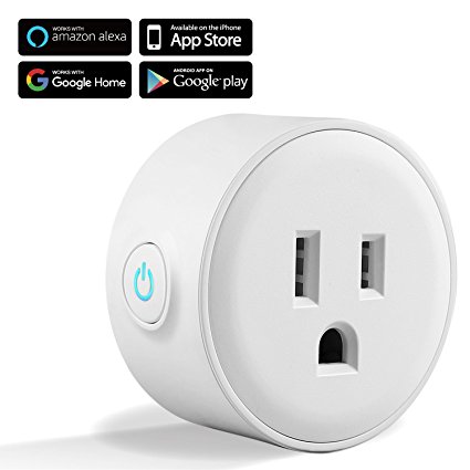 TNP Smart Plug Mini Wifi Outlet - Remote Control Smart Socket Wireless Compatible with Alexa Echo Google Home, No Hub Required, Indoor/Outdoor Timer Switch Socket Android, IOS (White) - 1 Pack