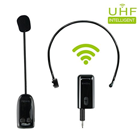 Zoweetek SHIDU UHF Wireless Microphone 2-in-1 Headworn and Handheld for Voice Amplifier, Speaker and Any AUX Audio Devices