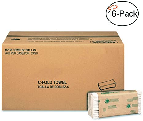 Tiger Chef C-Fold Paper Towels Bulk Case - 150 Per Pack, 16 Packs Per Case - Folded Paper Towels for Bathroom