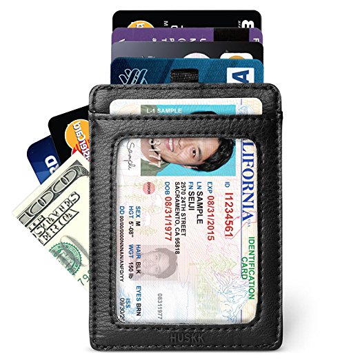 Slim RFID Wallets for Men Leather - Front Pocket Card Holder Sleeve - RFID Blocking