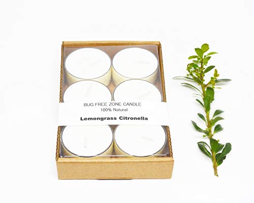 Lemongrass Citronella Bug-Free Zone 100% Natural Mosquitoes Repellent Outdoor Soy Candle Tea Lights with Free Shipping
