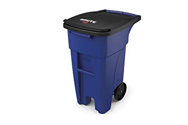 Rubbermaid Commercial Products BRUTE Step-On Rollout Waste/Utility Container, 32-gallon, Blue (1971943)