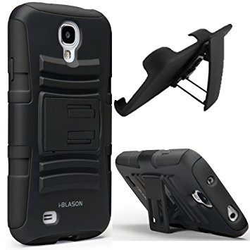 i-Blason Samsung Galaxy S4 Active (i9295 Water Resistant Version) Prime Series Dual Layer Holster Case with Kickstand and Locking Belt Swivel Clip (Black)