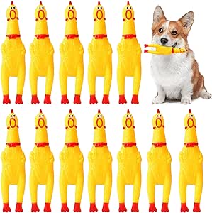 12 Pcs 7 Inches Rubber Chickens Screaming Chicken Squeaky Chicken Dog Toys Decompressive Noise Maker Novelty Party Favors for Kids, Adults, Prank