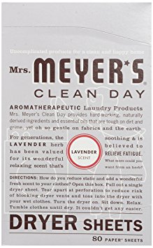 Mrs. Meyer's Clean Day Dryer Sheets, Lavender, 80 Count