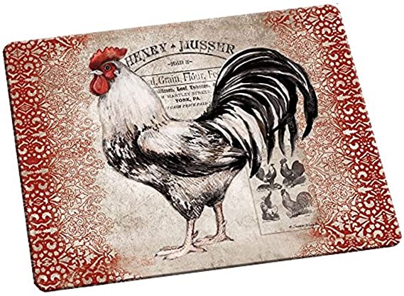 Decorative Glass Cutting Board Rooster