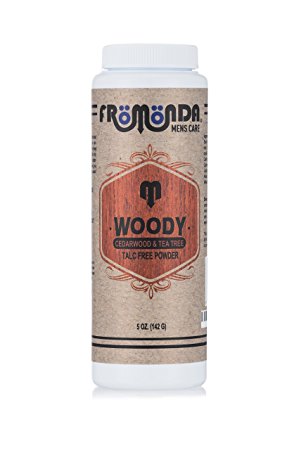 Fromonda Woody Talc-Free Body Powder, 100% Natural Ingredients, Cedarwood & Tea Tree Scent, 5 oz